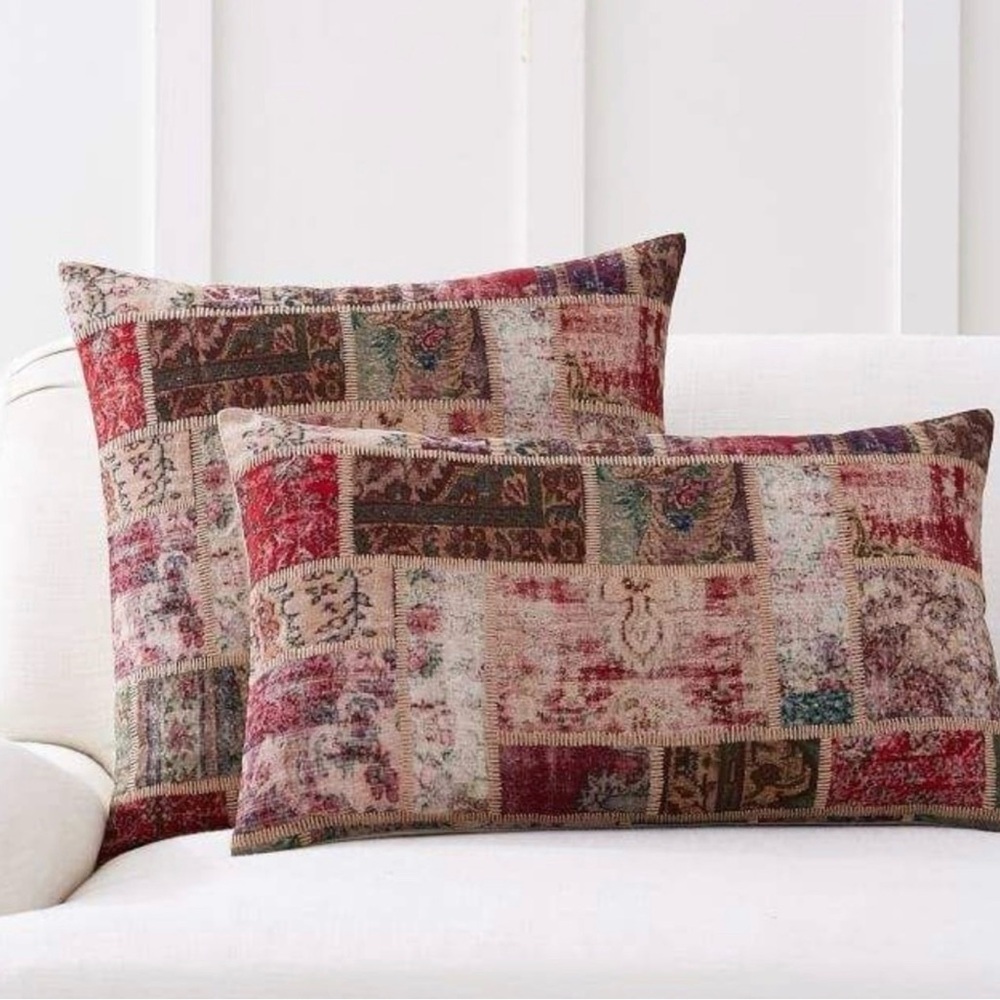 Pottery Barn Callen‎ Printed  Pillow Sham Patchwork Linen Cotton 22x22